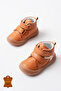 Tan Genuine Leather Orthopedic Velcro Baby First Step Shoes - Wide Fit - 5