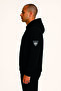 Racıng Reflective Back Printed Black Oversize Hooded Sweatshirt Hoodie - 5