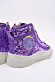 Magic Girl's Sequin and Lace-Up Lilac Color Sneaker - 7