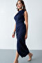 Women's Navy Off-Shoulder Midi Occasion Dress - 2