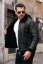 Collar Sleeve Fur Men's Suede Leather Coat --1628-- - 5