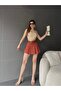 Women's Belted Short Shorts with Skirt Detail on the Front - 6
