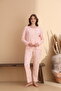Heart Love Pattern Cares Knitted Lycra Long Sleeve Women's Pajama Set - 3