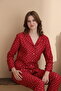 Heart Pattern Suede Knitted Long Sleeve Women's Buttoned Pajama Set