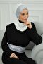 Chiffon Ready-To-Wear Turban with Scarf and Sequin Accessories, Ht-54P, Off-White - Silver - 7
