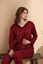 Burgundy Milan Soft Knitted Lycra Long Sleeve Women's Pajama Set