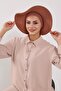 Combed Cotton Bonnet Turban with Detachable Bow on the Back, S-4, Dark Brown - 8