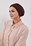 Combed Cotton Bonnet Turban with Detachable Bow on the Back, S-4, Brown - 7