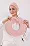 Combed Cotton Bonnet Turban with Detachable Bow on the Back, S-4, Powder - 5