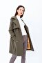 Khaki 100% Cotton Gabardine Midi (95cm) Lined Belted Women's Trench Coat 1113 - 7