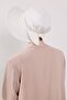 Combed Cotton Bonnet Turban with Detachable Bow on the Back, S-4, Cream - 5