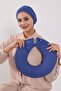Combed Cotton Bonnet Turban with Detachable Bow on the Back, S-4, Indigo - 6