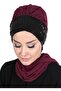 Chiffon Ready-To-Wear Turban with Scarf and Sequin Accessories, Ht-54P, Plum - Black - 5