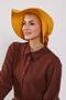 Combed Cotton Bonnet Turban with Detachable Bow on the Back, S-4, Mustard - 2