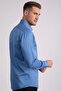 Men's Modern Slim Fit Plain Satin Cotton Blue Shirt - 4