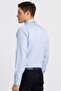 Modern Slim Fit Long Sleeve Cotton Easy-Iron Dobby Men's Blue Shirt - 4