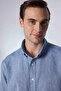 Men's Slim Fit Long Sleeve Linen Premium Series Button-Down Collar Sporty Blue Shirt - 3