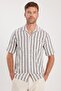 Men's Regular Fit Classic Cut Short Sleeve Apaş Collar Striped Pocket 100% Cotton Shirt - 5
