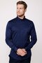 Slim Fit Long Sleeve Lycra Plain Cotton Satin Men's Navy Blue Shirt