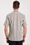 Men's Regular Fit Classic Cut Short Sleeve Apaş Collar Striped Pocket 100% Cotton Shirt - 7