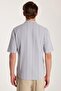Men's Regular Fit Comfortable Cut Oversize 100% Cotton Linen Effect Short Sleeve Sporty Lapel Collar Gray Shirt - 5