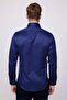 Slim Fit Long Sleeve Cotton Plain Men's Navy Blue Shirt - 4