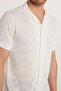 Slim Fit Short Sleeve Knitted Fabric Apache Collar Casual Dobby Texture Ecru Men's Shirt - 3