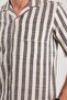 Men's Regular Fit Classic Cut Short Sleeve Apaş Collar Striped Pocket 100% Cotton Shirt - 3
