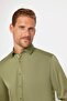 Slim Fit Long Sleeve Lycra Plain Cotton Satin Men's Green Shirt - 3