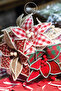 Artificial Square Patterned Poinsettia Red White 25 cm - 5