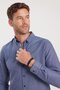 Navy Blue Men's Oxford Shirt - Slim Fit, Long Sleeve, Buttoned Collar - 2