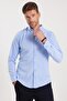 Men's Oxford Texture Slim Fit Shirt - Long Sleeve, Easy to Iron, Blue, Button Collar