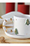 Handmade Ceramic Mug with Christmas Pine Tree Figure and 24K Gold Decoration 170ml - 3