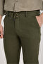 Green 100% Linen Trousers with Elastic Waistband - 3