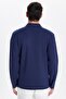 Men's standard fit comfortable cut cotton soft textured plain pike long sleeve navy blue sweatshirt - 5