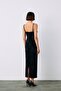 Strappy Velvet Midi Dress - Black - 8