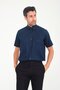 Classic Short Sleeve Linen Linen Collar Button Gift Boxed Men's Shirt Fs-001202 - Navy Blue