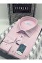 Classic Long Sleeve Pocketless Linen Collar Buttoned at Bottom Men's Shirt with Gift Box Fs-003686 - Pink