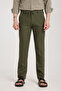 Green 100% Linen Trousers with Elastic Waistband