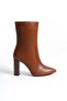Mubiano Genuine Leather Collection Women's Zippered Pointed Toe Heeled Short Boots Brown - Mcalm23151 - Tb - 4