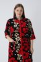 Women's Plus Size Cotton Velvet Zipper Dress / Red-Yellow - 5
