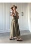 Long Elastic Waist Skirt with Flannel Pockets, Non-See-Through Poplin Fabric Seasonal Skirt (90cm) - 4