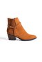 Mubiano Genuine Leather Collection Women's Zippered Short Thick Heel Suede Boots&Bootie Tan - Mczfr228 - Tb - 4
