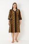 Women's Plus Size Cotton Blend Velvet Buttoned Dress / Leopard 1015 - 3