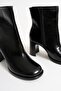 Vesta Women's Black Patent Leather Thick Heeled Zippered Short Boots - 2