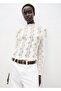 Openwork knit perkins collar sweater