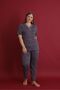Women's Plus Size Curve Print Lapel Lace Buttoned Short Sleeve Bamboo Pajamas Set - 3