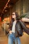 Luvren Dark Brown Trend Oversized Bomber Belted Leather Jacket - 2