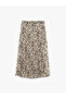 Standard Waist Leopard Patterned Pleated Midi Chiffon Skirt - 4
