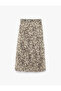 Standard Waist Leopard Patterned Pleated Midi Chiffon Skirt - 3